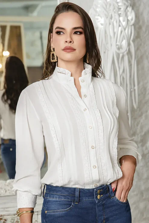 Blusa cuello mao